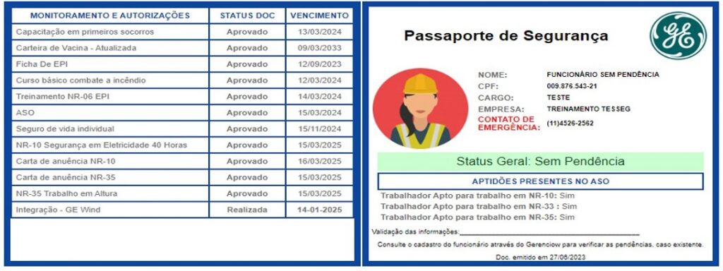 PASSAPORTE DE SEGURANÇA - CRACHÁ